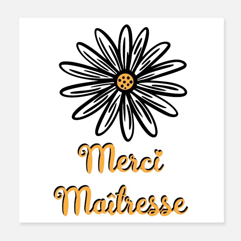 merci maitresse avec une fleur Poster 20 x 20 cm