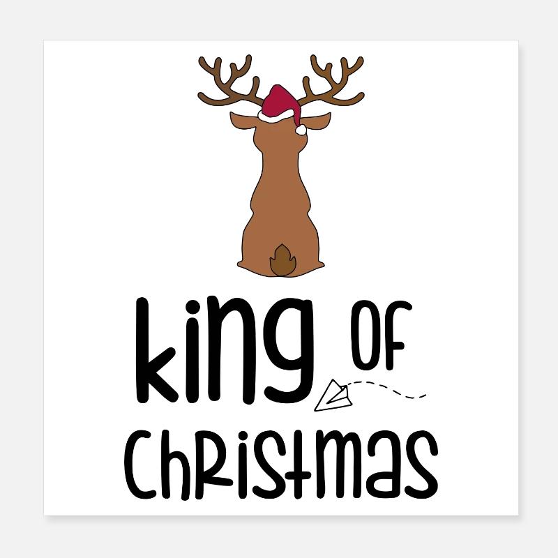 Deer with Santa hat Poster 8" x 8" (20x20 cm)