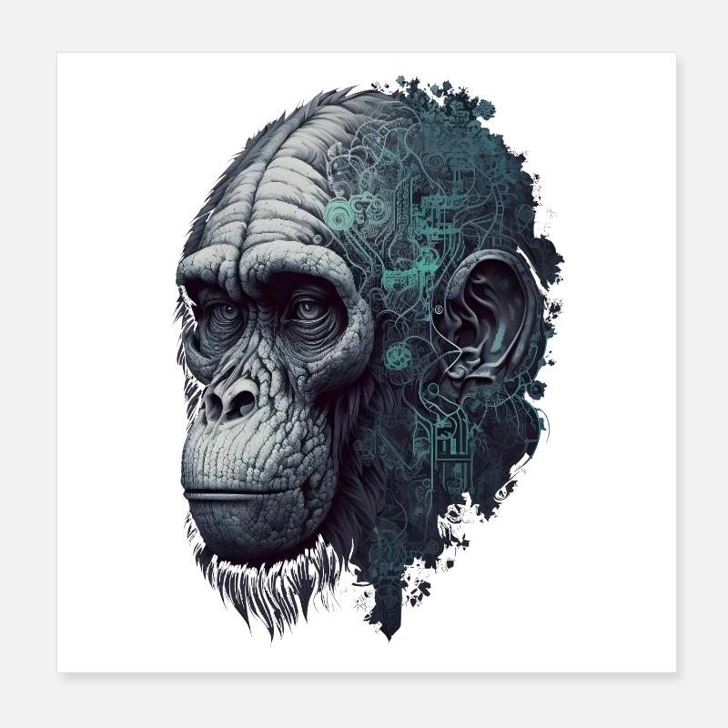 AI-controlled monkey Poster 8" x 8" (20x20 cm)