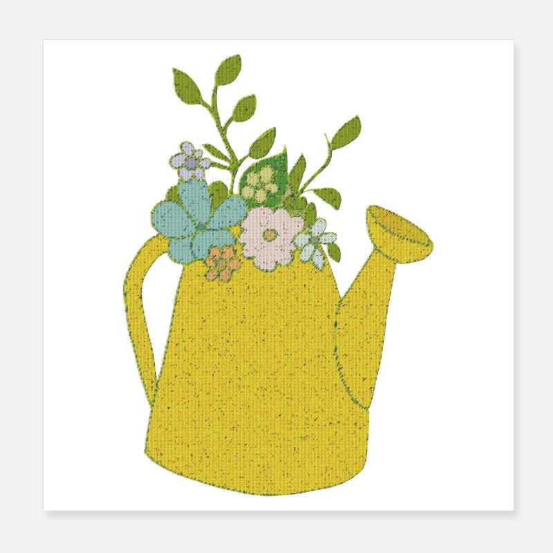 Watering can fabric Poster 8" x 8" (20x20 cm)