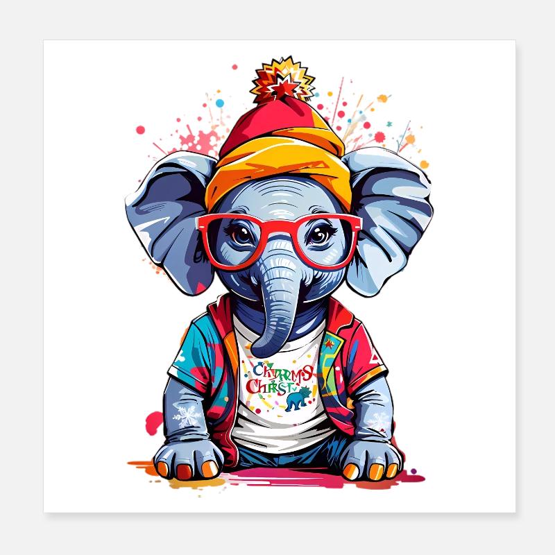 Coole Elefant Poster 20x20 cm