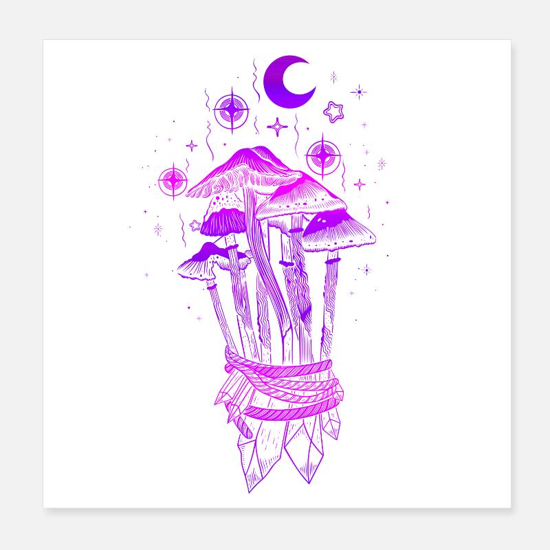 Champignons Champignons magiques Poster 20 x 20 cm