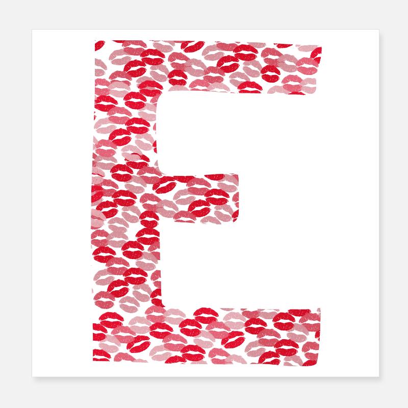 Lettre E - tshirt bisous Poster 20 x 20 cm