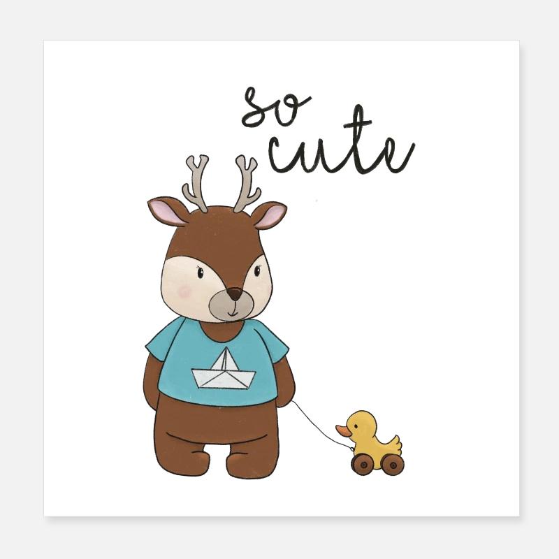 So Cute – Reh mit Entchen 🦌💛 Poster 20x20 cm