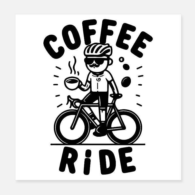 Coffe Ride Road Vélo Café Poster 20 x 20 cm