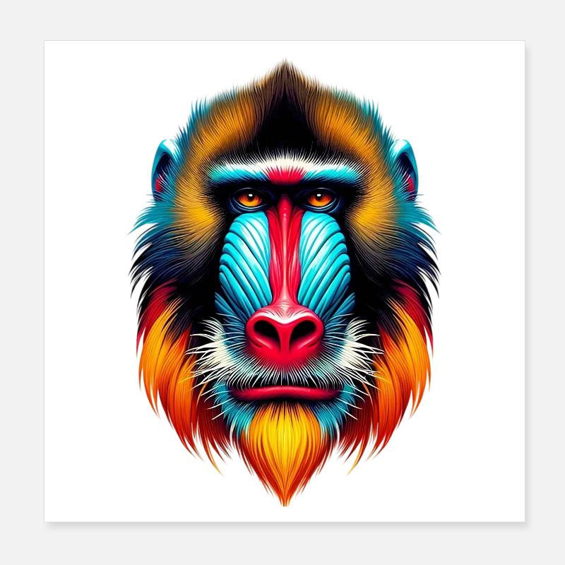 Mandrill-Affe Poster 20x20 cm