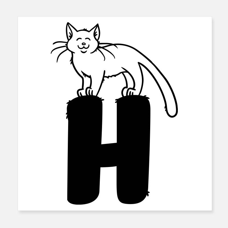 Lettre H chat Poster 20 x 20 cm