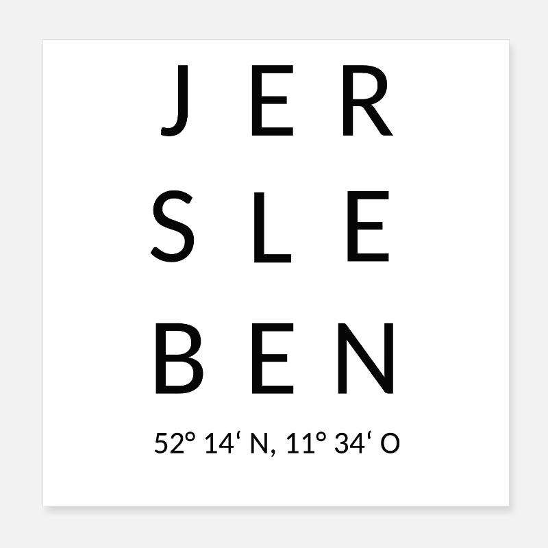 Jersleben avec longitude et latitude Poster 20 x 20 cm
