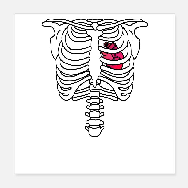 Skeleton rib cage with heart Poster 8" x 8" (20x20 cm)