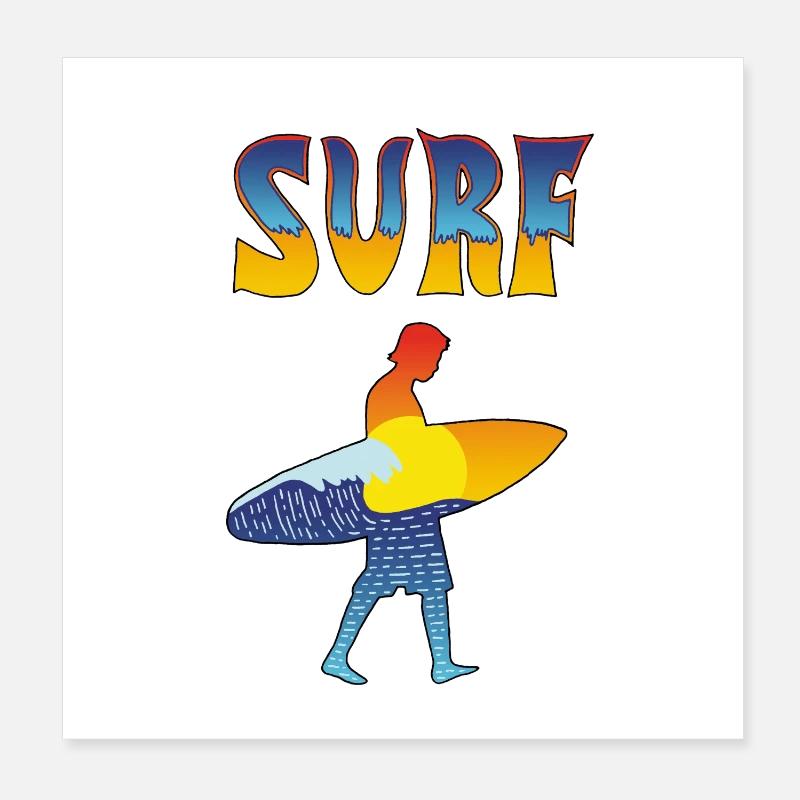 Surfing Poster 8" x 8" (20x20 cm)