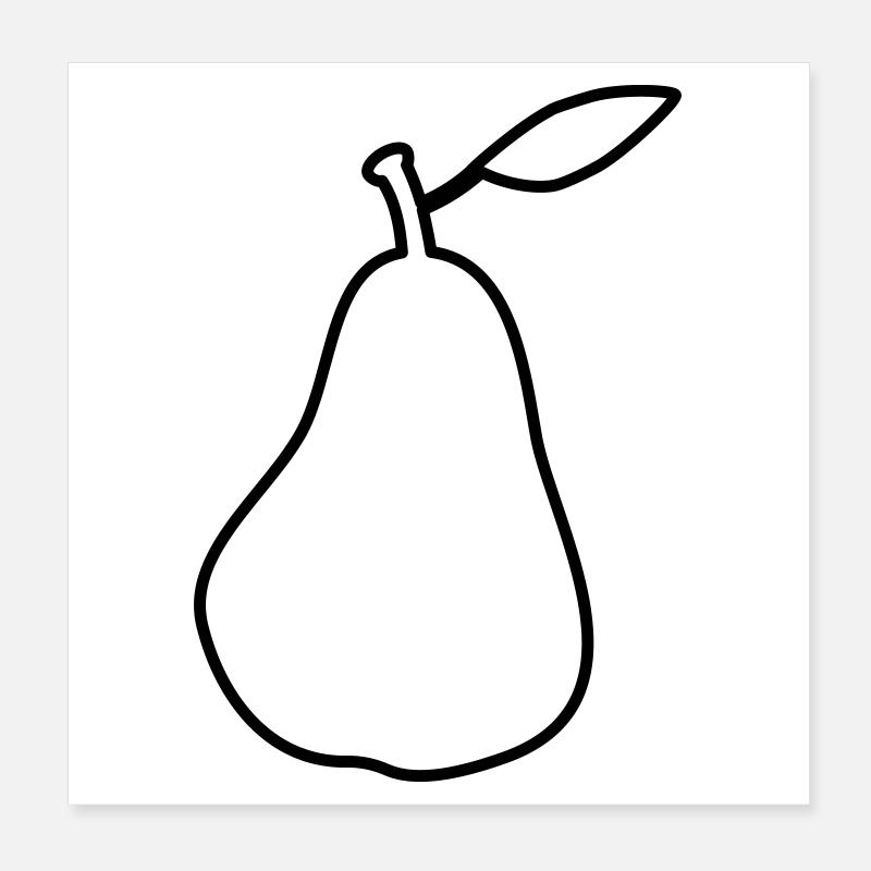 Silhouette Birne Pear Outline Poster 20x20 cm
