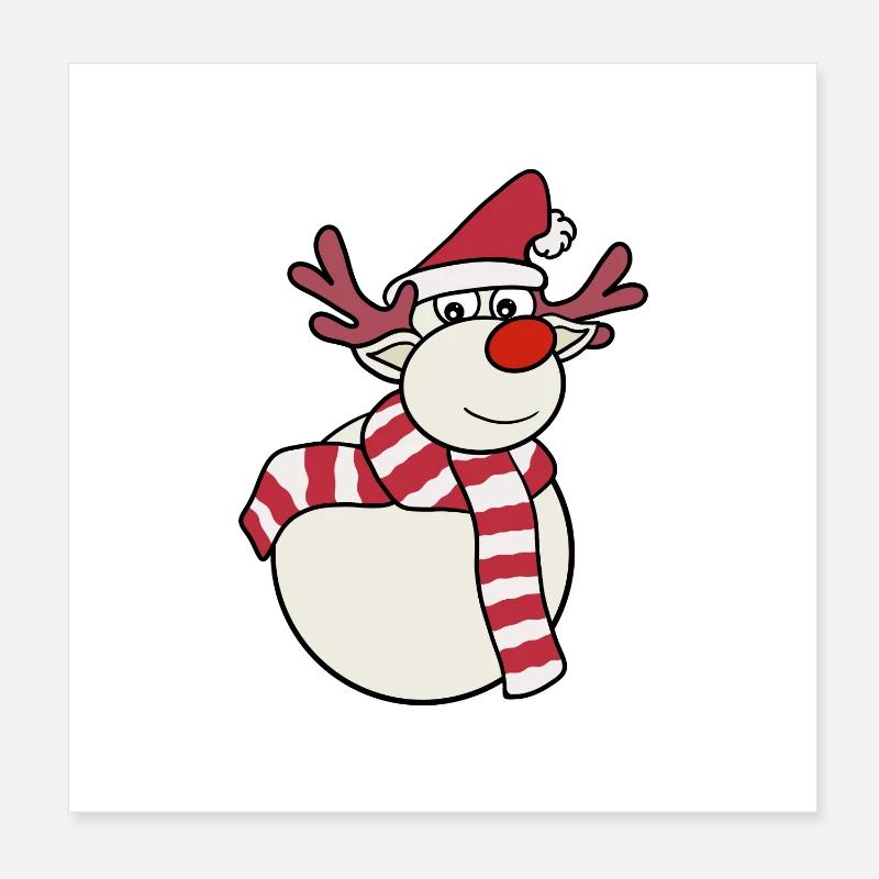 Rentier Schneemann Poster 20x20 cm