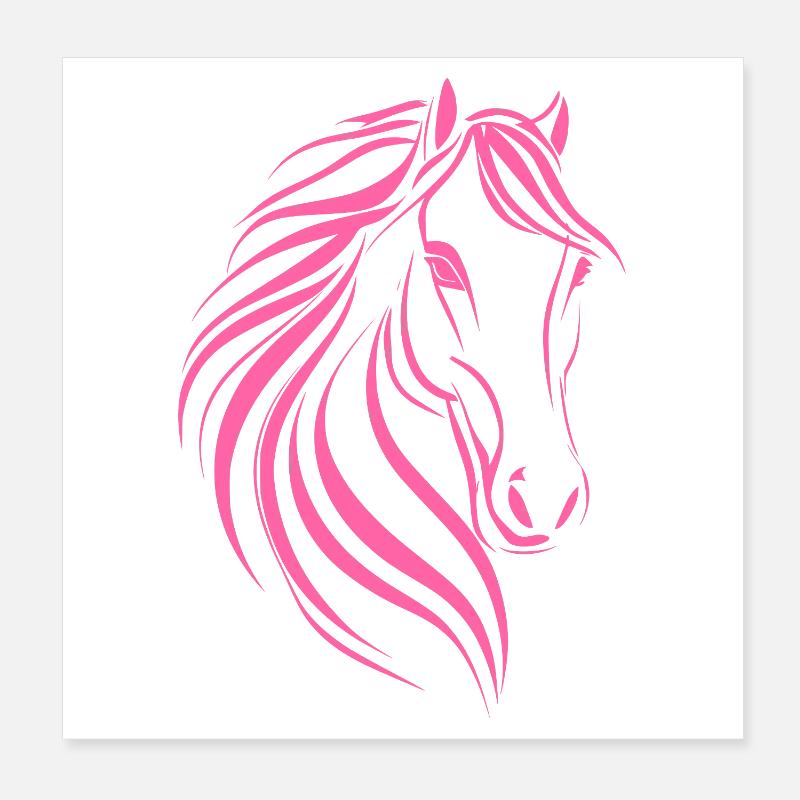 Dessin délicat de cheval Poster 20 x 20 cm