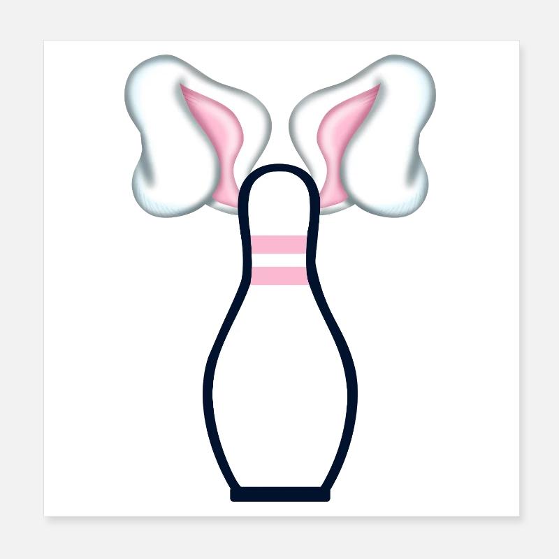 Bowling Easter Easter Bunny Ears Poster 8" x 8" (20x20 cm)