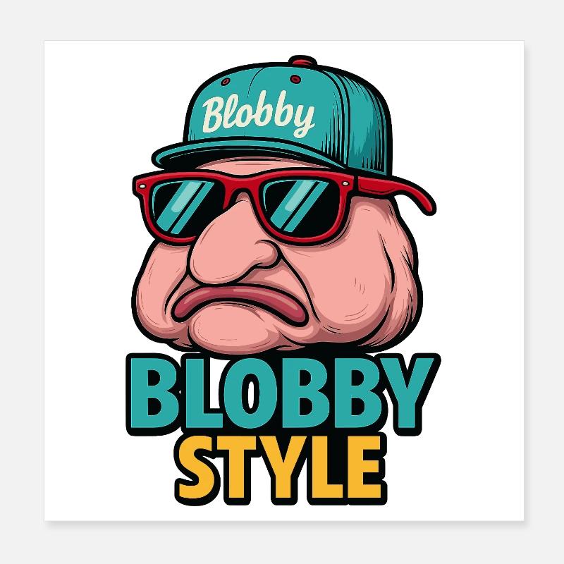 T-shirt de dessins animés Blobby style Poster 20 x 20 cm