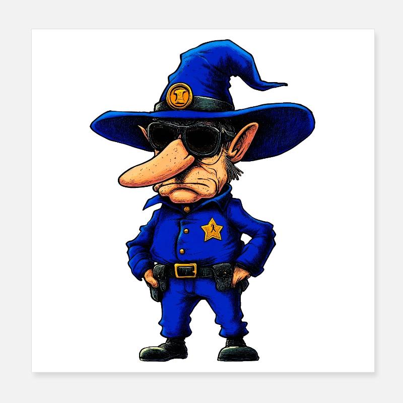 Polizist Zauberer Poster 20x20 cm