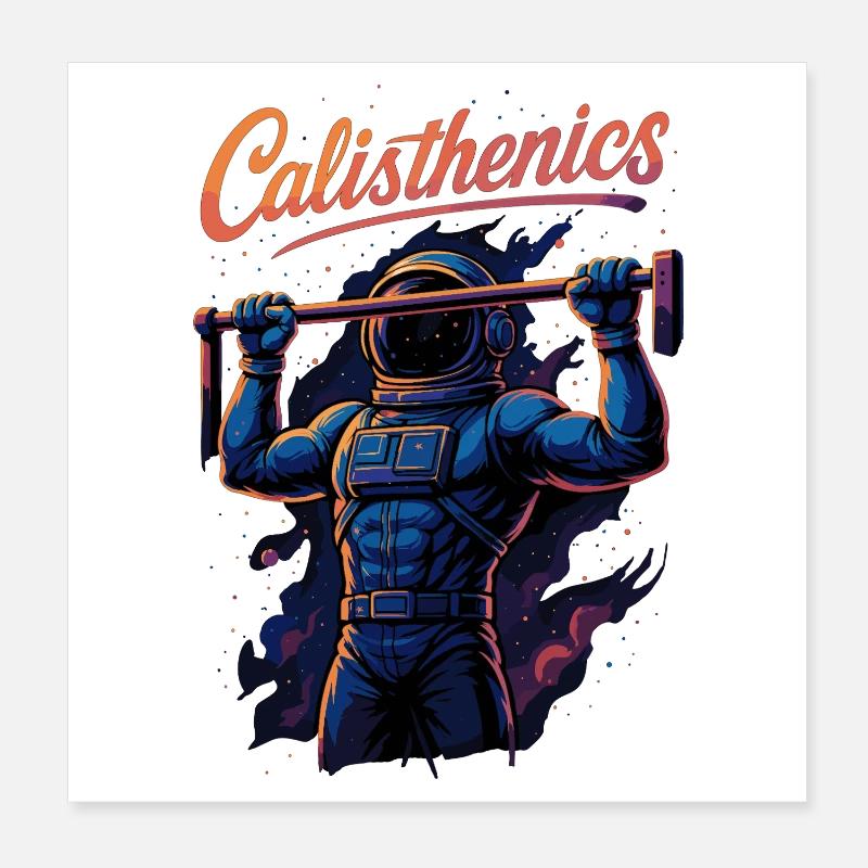 Calisthenics Astronaut Pull-ups Pull-Up Gift Poster 8" x 8" (20x20 cm)
