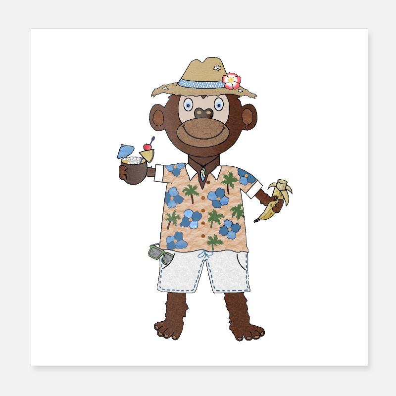 Banana Vibes Chill Monkey in Summer Mode Poster 8" x 8" (20x20 cm)