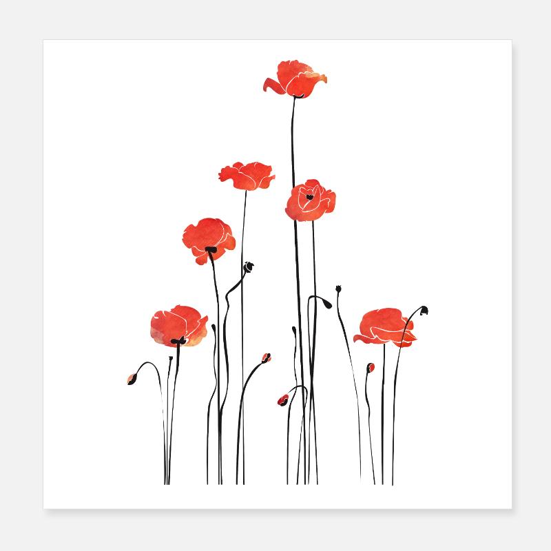 Illustration de coquelicots abstraits Poster 20 x 20 cm