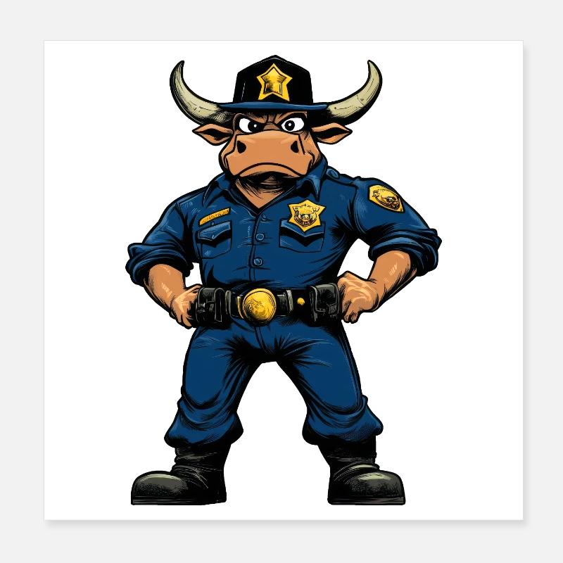 Stiere Polizei Poster 20x20 cm