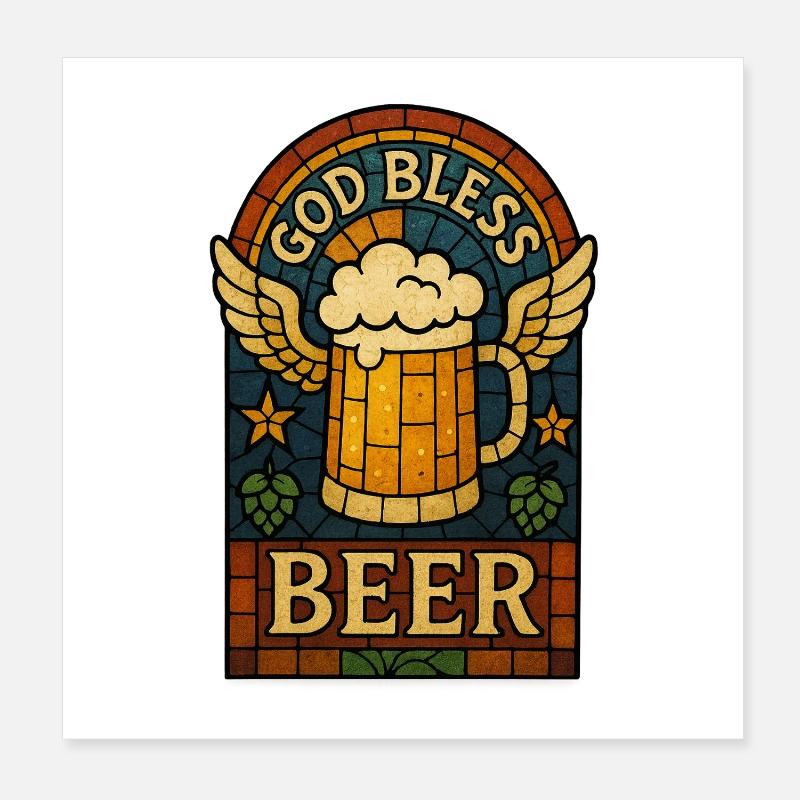 Gott segne Bier Poster 20x20 cm