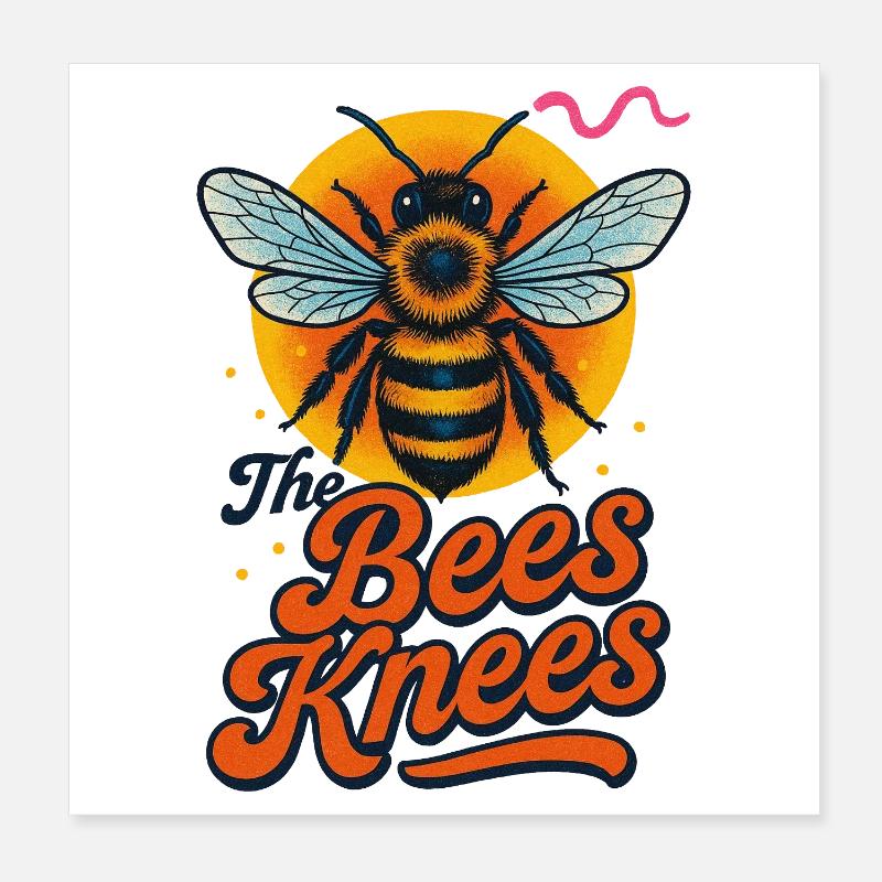 Bee and Knees Retro-Typografie-Design Poster 20x20 cm