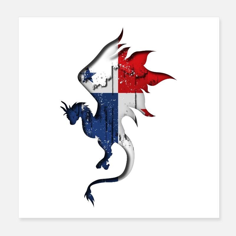 Drapeau du Panama - Silhouette de dragon Poster 20 x 20 cm