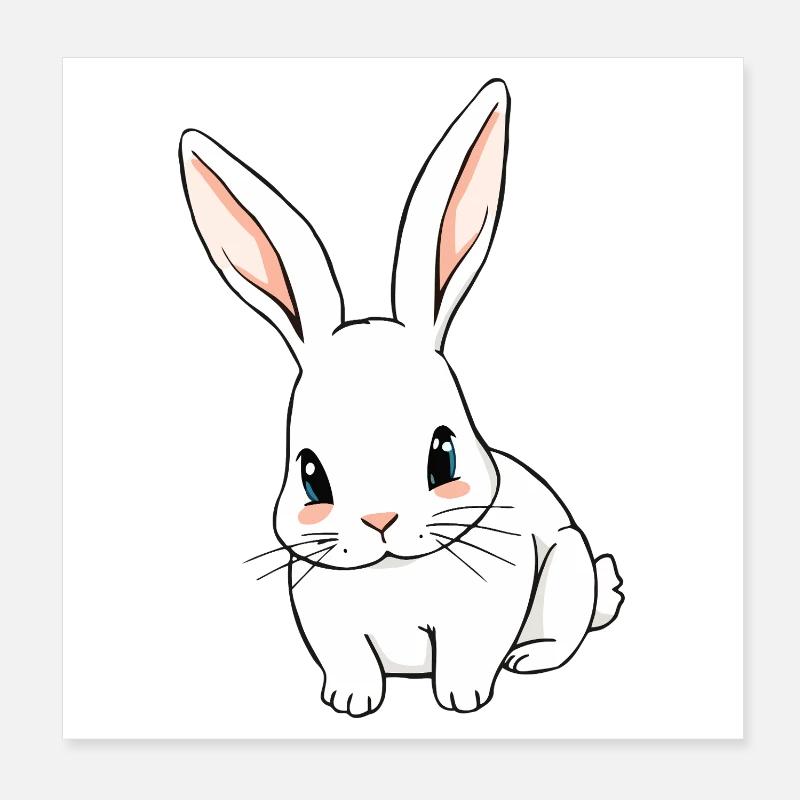 Cute Bunny with Big Ears Poster 8" x 8" (20x20 cm)