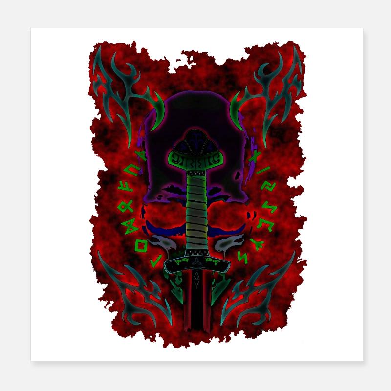 Dunkler Wikinger Rune Bastard Poster 20x20 cm