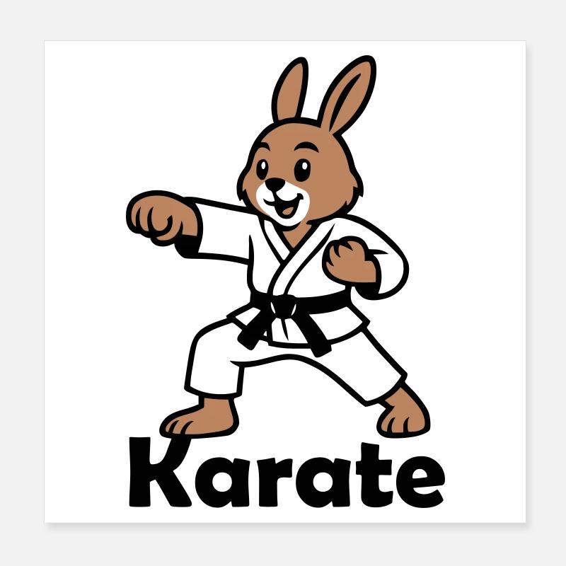 Karate Hase Poster 20x20 cm