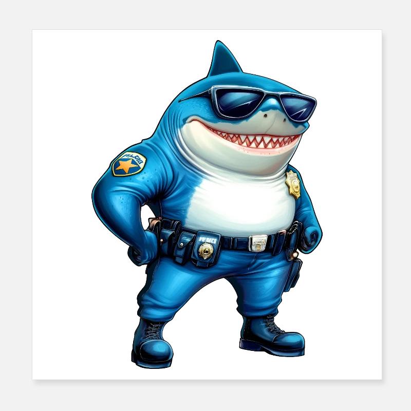 Requin policier Poster 20 x 20 cm