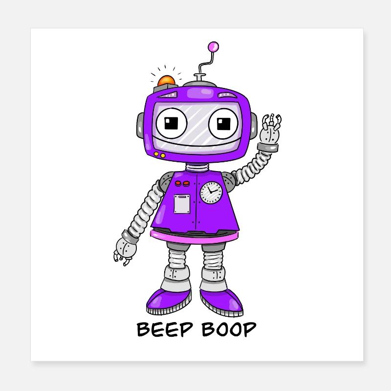 Purple Robot Poster 8" x 8" (20x20 cm)