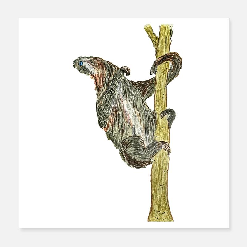 Affen-Artwork auf Baum Poster 20x20 cm