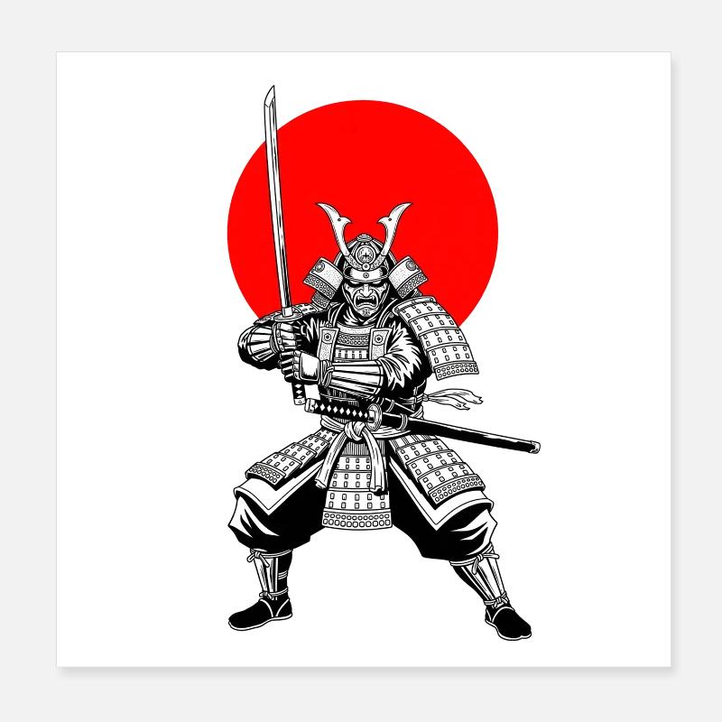Traditional Samurai Warrior Poster 8" x 8" (20x20 cm)