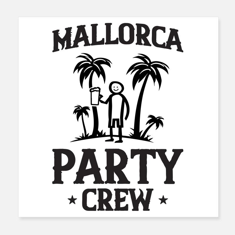 Mallorca Party Crew Poster 8" x 8" (20x20 cm)