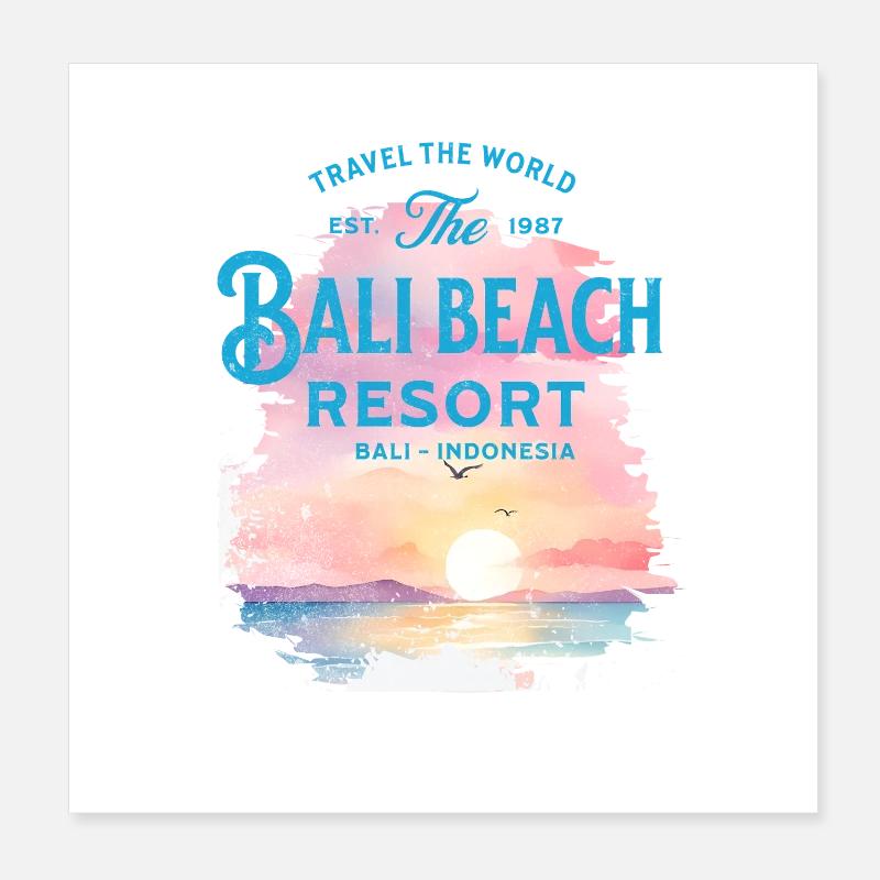 Resort Bali Plage Pastel Poster 20 x 20 cm