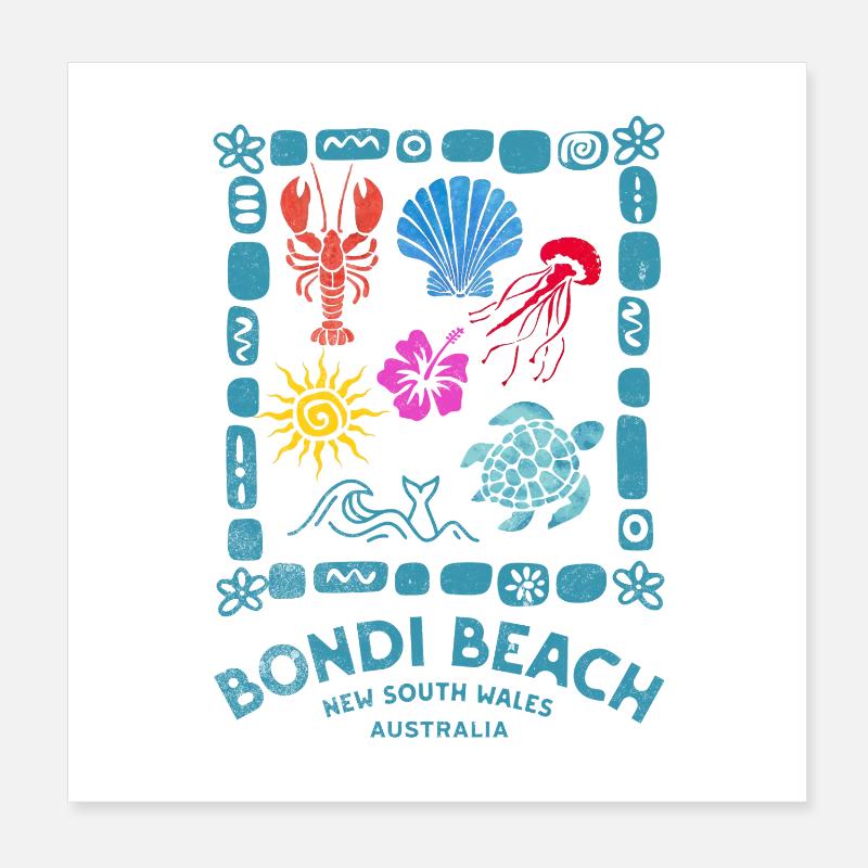 Motif Bondi Beach Australie Poster 20 x 20 cm