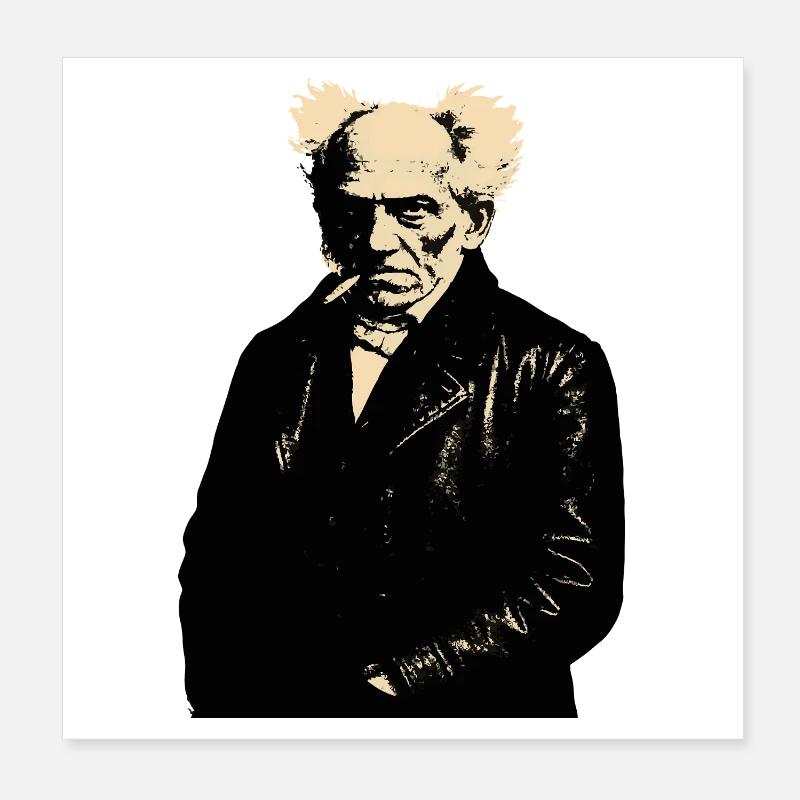 Portrait du philosophe noir Arthur Schopenhauer Poster 20 x 20 cm