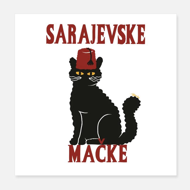 Cat Sarajevo Fez Poster 8" x 8" (20x20 cm)