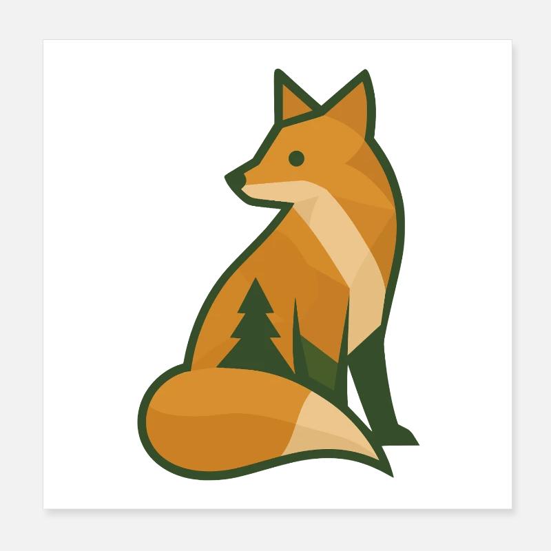 Forest Fox Poster 8" x 8" (20x20 cm)