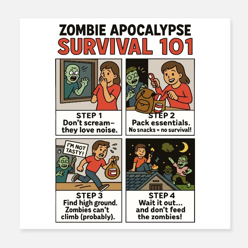 Guide de survie des zombies Poster 20 x 20 cm