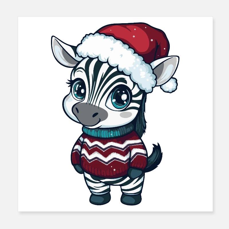 Noël zèbre Poster 20 x 20 cm
