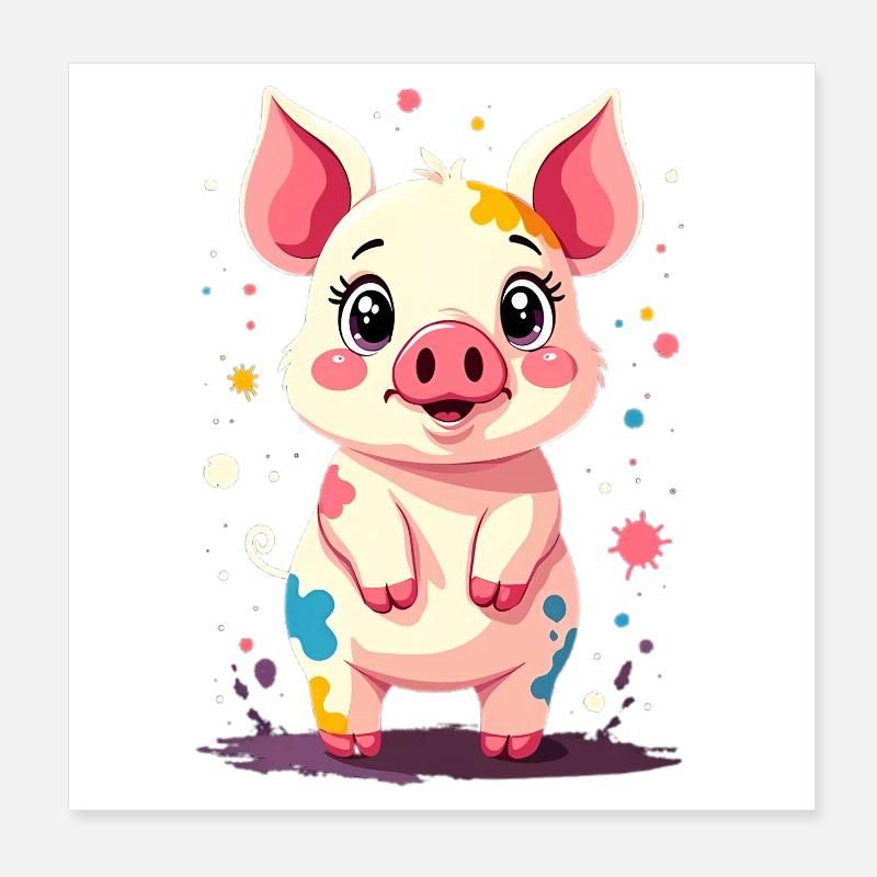 Piggy dans une touche de design de couleur Poster 20 x 20 cm