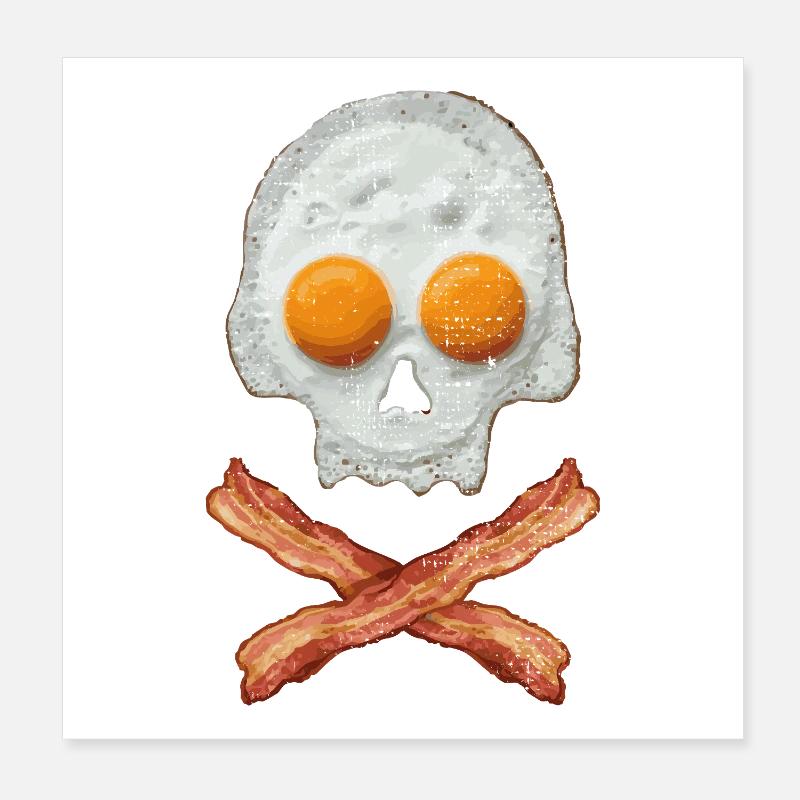Crâne d’œuf frit avec croix de bacon Poster 20 x 20 cm