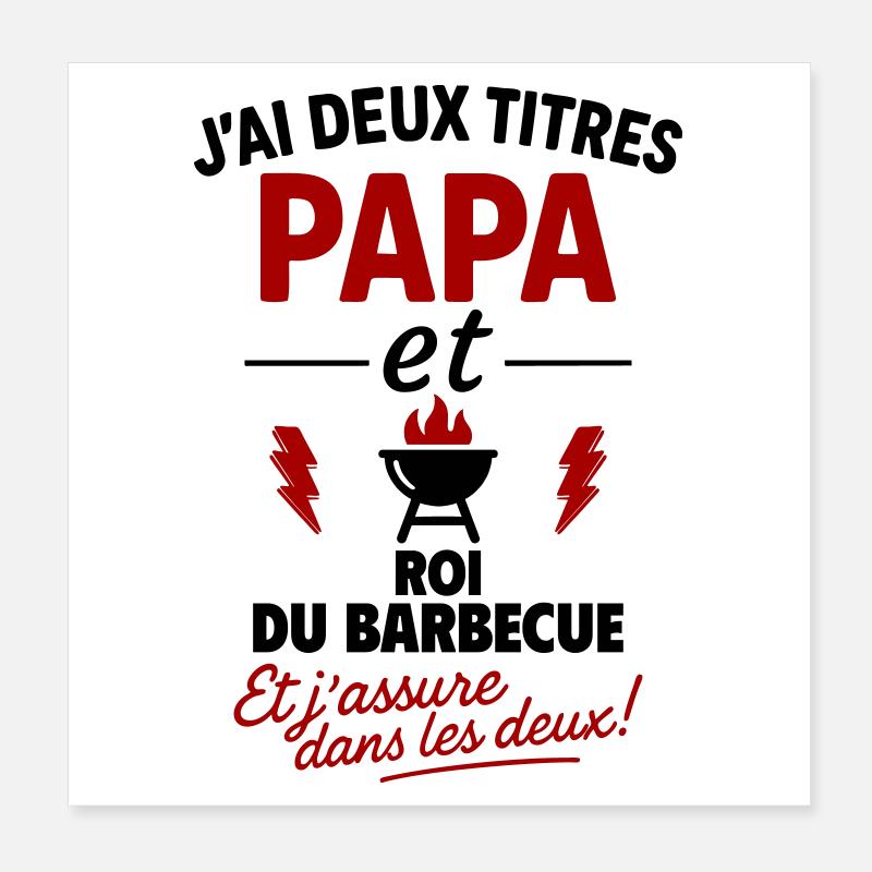 Papa Roi Du Barbecue Deux Titres Poster 20 x 20 cm