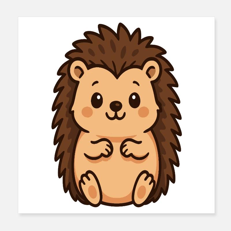 Dessin animé du hérisson câlin Poster 20 x 20 cm