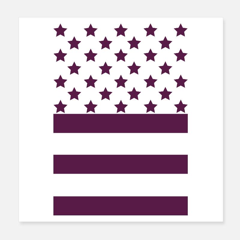Drapeau violet foncé – Design Stars & Stripes Poster 20 x 20 cm