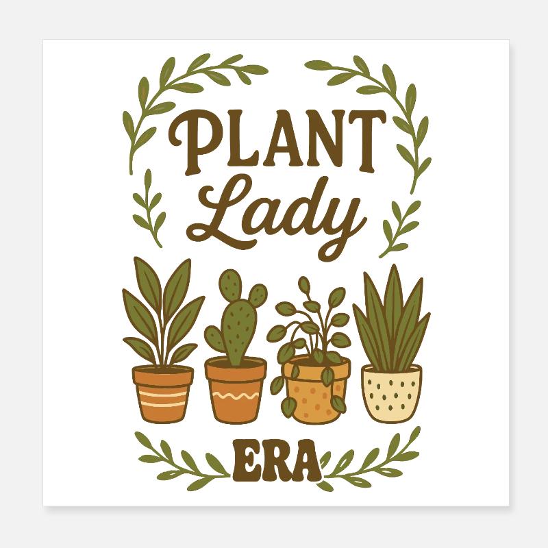 Dame Plante Époque Verte Poster 20 x 20 cm