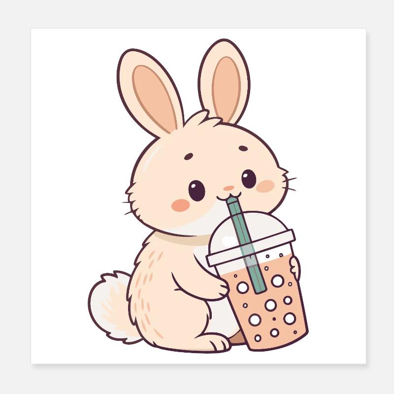 Rabbit Bubble Tea Süßigkeit Poster 20x20 cm