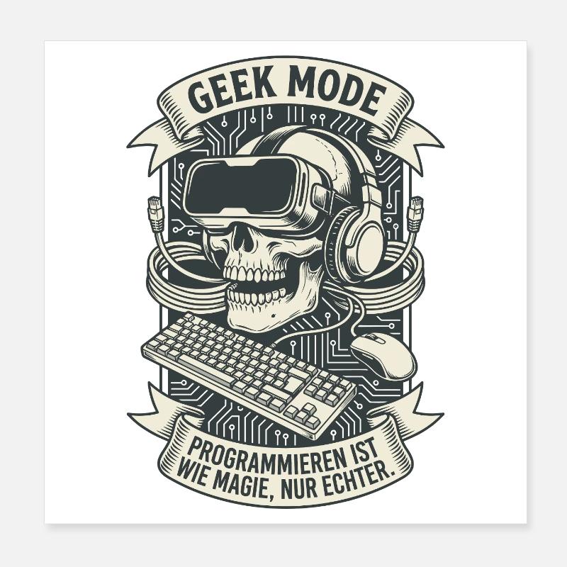 Geek Fashion Coding Magic Skull Poster 8" x 8" (20x20 cm)